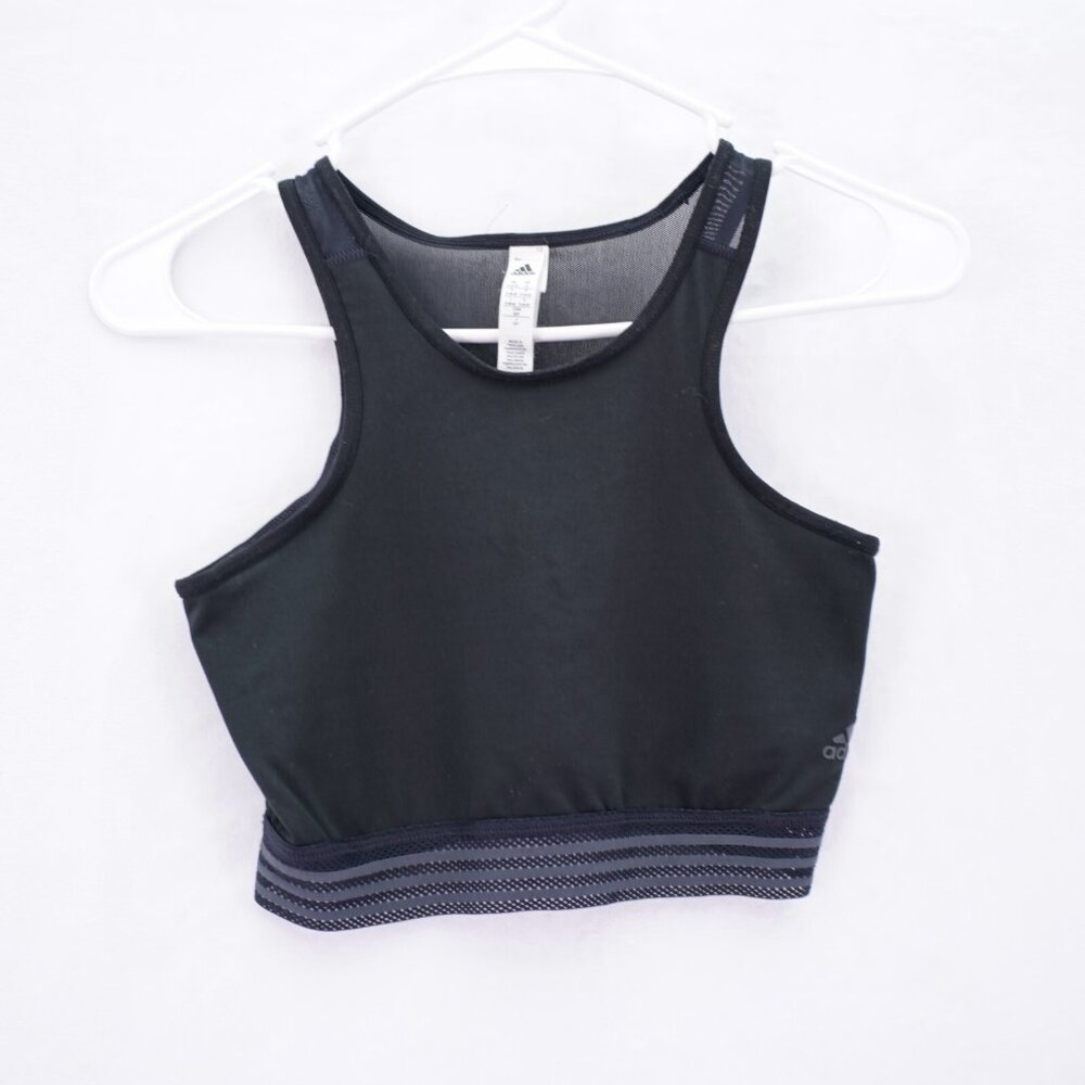 Adidas Black Running Crop Top Small Polyester Elastane